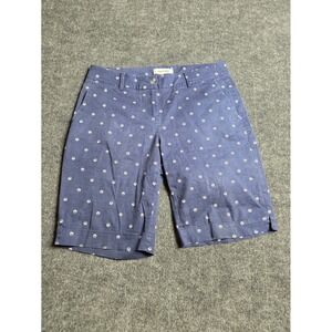 Nautica Womens Navy Blue Seashell Print Bermuda Shorts Size 10 Cotton Stretch